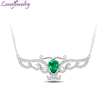 LOVERJEWELRY Green Emerald Pendants Solid 18kt White Gold Diamonds Natural Emerald Pendant Necklace Jewelry For Women Weeding noble jewelry emerald cut 6x8mm solid 18k two tone gold natural diamond tanzanite pendants jewelry for women wp070