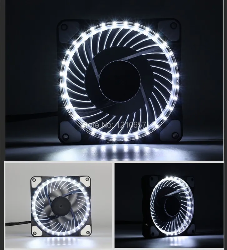 10PCS lot Eclipse Hydraulic 120mm DC 12v 3+4pin LED Computer Case Fan For Radiator White