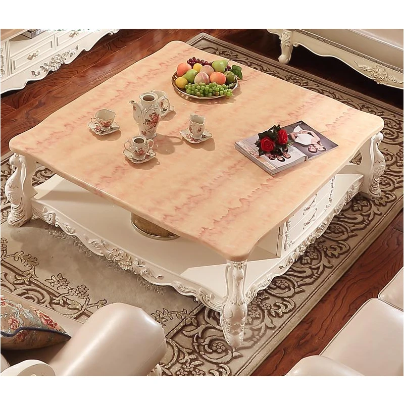 European Style Coffee center table Solid Wood Big Tea Table, Living Room furniture Marble Tea Table European Style Coffee center table Solid Wood Big Tea Table, Living Room furniture Marble Tea Table