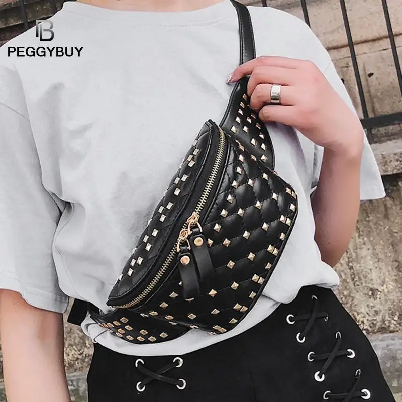 

Rivet Waist Pack Women Shoulder Bag Brand Designer Women's PU Leather Waist Bag Shoulder Chest Handbags Dropshipping