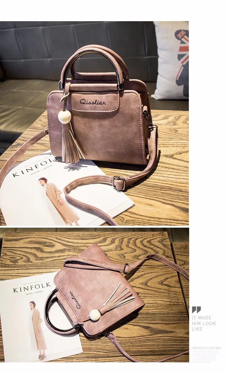 Free shipping, 2018 new women handbags, simple fashion flap, trend tassel woman messenger bag, Korean version shoulder bag. 28