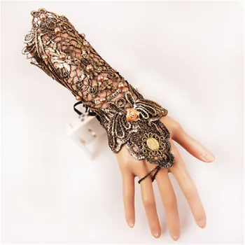 

Popular Gothic Punk Sexy Black Lace Gloves Bracelets Women Retro Cuff Bracelet Bride Fashion Party Hand Accessories Jewelry