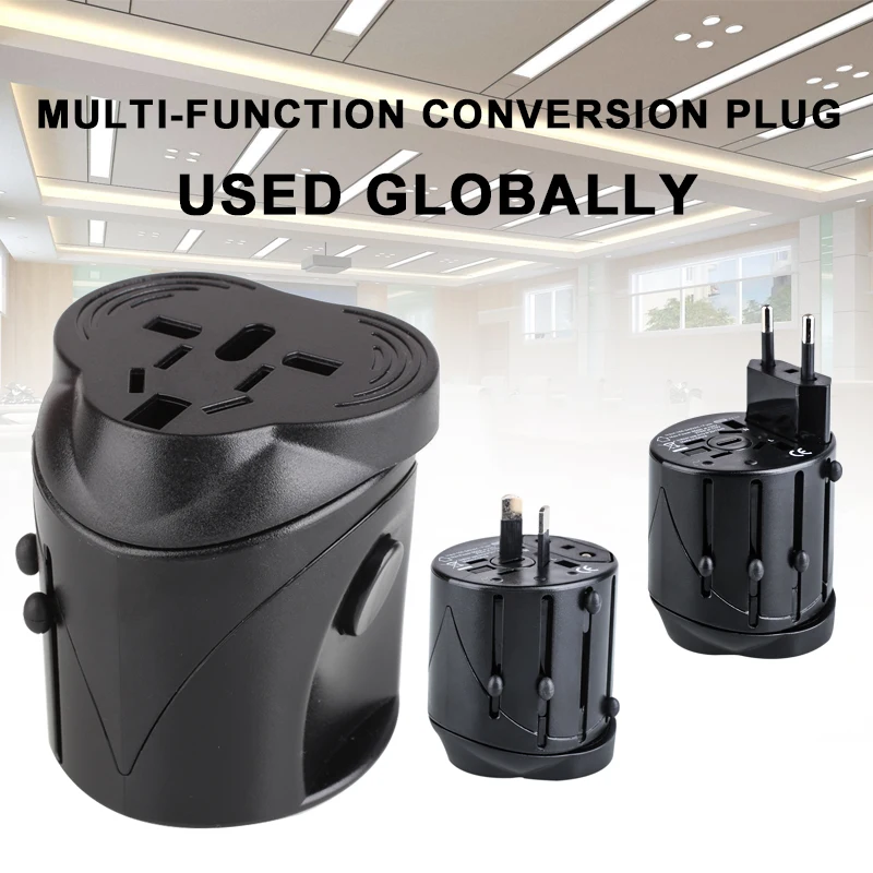 

Black International Power Adapter Beautifully Business Global Conversion Socket American Going Abroad Travel Power Adapter