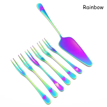

Cake Knife Fruit Forks Flatware Set Stainless Steel Western Style Dinnerware For Cake And Fruit High Quality Tableware 7pcs/set