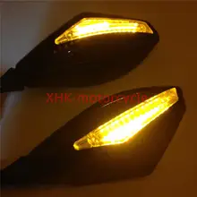 Motorcycle Integrated LED Turn Signals Side Mirrors for street bike Gloss BK+CL