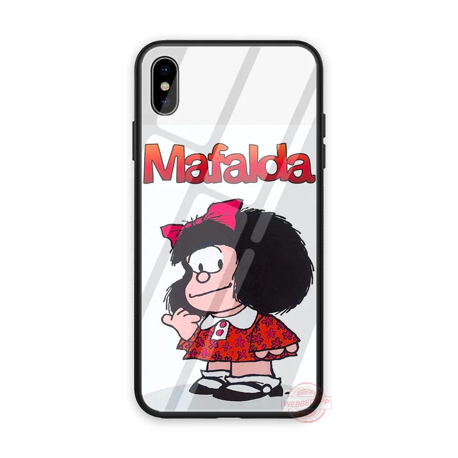 Чехол для телефона WEBBEDEPP Mafalda из закаленного стекла для Apple iPhone XS Max XR X 8 7 6 S Plus 5s SE - Цвет: TG3