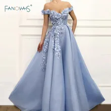 Синие вечерние платья с открытыми плечами, украшенные цветами и бисером, вечернее платье, длинное платье для выпускного вечера, вечерние платья, Vestido de Fiesta NE24