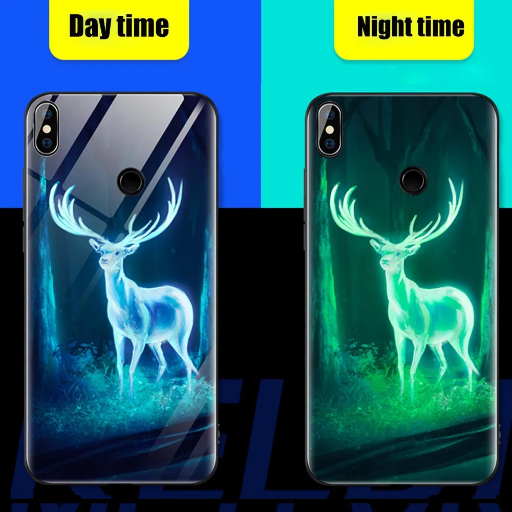 Luminous Tempered Glass Case For Xiaomi Mi 8 SE A1 A2 Lite MiX3 Max 2 3 Case on Redmi Note 5 Pro 4X Case Redmi 5 Plus 6 6A Cover (13)