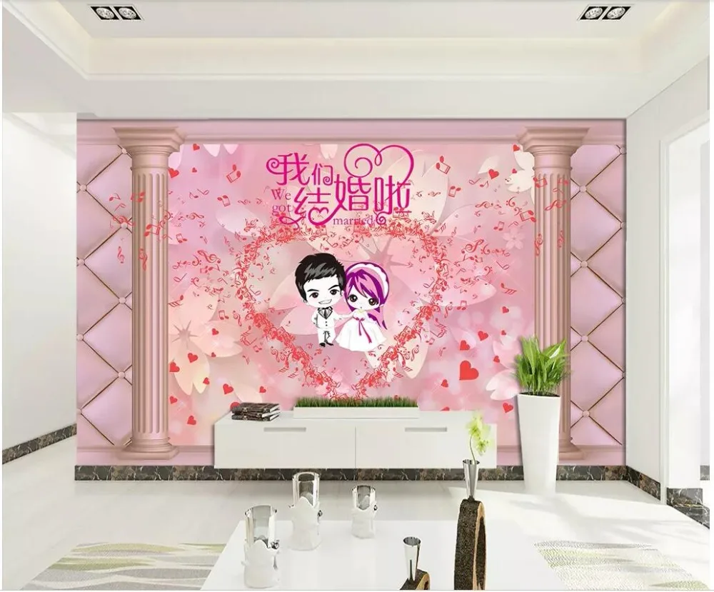 3d wallpaper custom photo European red festive wedding love background decor living room wall murals for walls 3 d | Обустройство