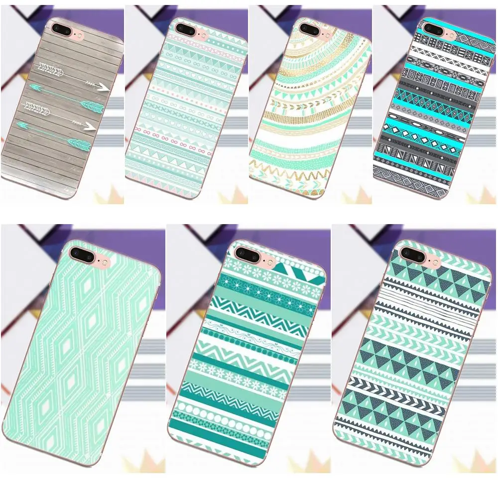 

For Galaxy Alpha Core Prime Note 4 5 8 S3 S4 S5 S6 S7 S8 S9 mini edge Plus Soft TPU Protective Case Green Mint Tribal Aztec
