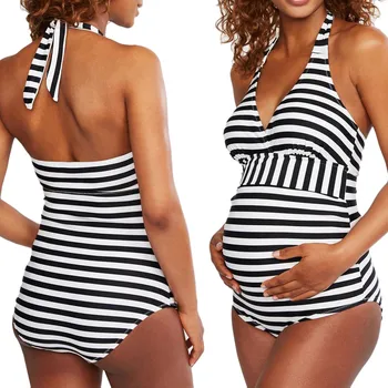 

vetement femme Women Maternity Stripe Bikini Swimwear Swimsuit Bathing Suit Pregnant Beachwear Suit Beachwear ropa de mujer