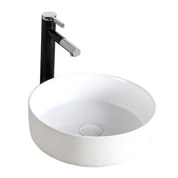 

Luxury Brushed White Square Ceramic Bathroom Sink Lavatory Basin Countertop Shampoo Sink With Ceramic Pop-Up Drainer