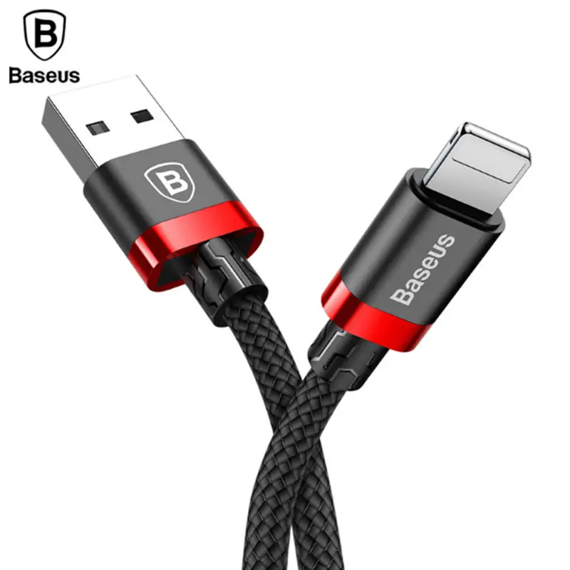 Usb-кабель Baseus для iPhone X, 7, 6, 6 S, 5, 5S, se, iPad Air, Mini 3, 4, Pro, 2A, Высокоскоростная синхронизация данных, зарядное устройство, кабели для мобильных телефонов - Цвет: Black red