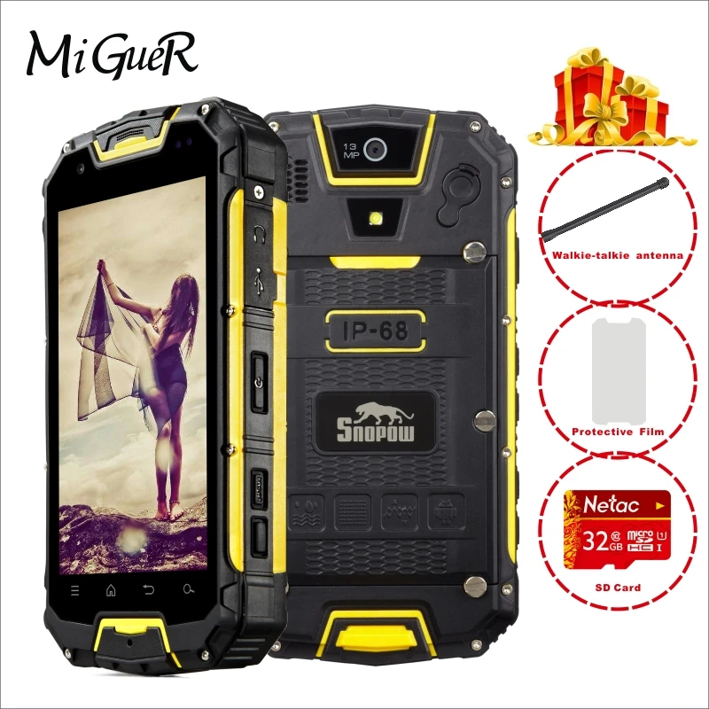 SNOPOW M5P IP68 4G Walkie Talkie прочный телефон 2 Гб + 16 ГБ Android 5 1 MTK6735 четырехъядерный ГГц 4700 мАч