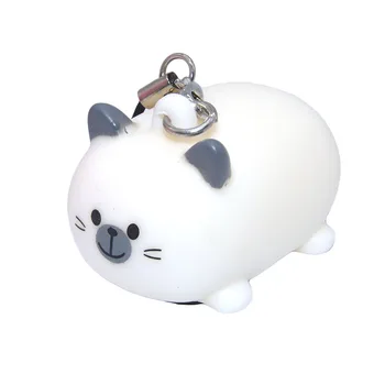

1pcs New Kawaii White Fat Cat Squeeze Collectibles Decompression Phone Bag Straps Toy School Gift