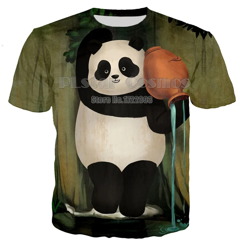 PLstar Космос летние футболки Для мужчин 3d принт милый мультфильм аниме панда футболка Для мужчин короткий рукав О-образным вырезом футболка Топы дропшиппинг
