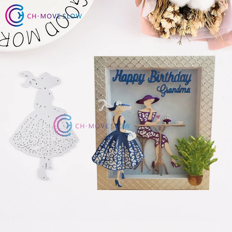

CH Dressed Lady Stencil Metal Cutting Dies For Scrapbooking DIY Cards Album Decoration Embossing Wedding Cards