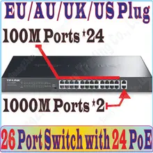 Макс. PoE 180 W, 26 коммутатор PoE портов поддерживает питание ip-камеры/WiFi AP, с 24 портами PoE и 2* RJ-45 гигабитный порт, Plug& Play