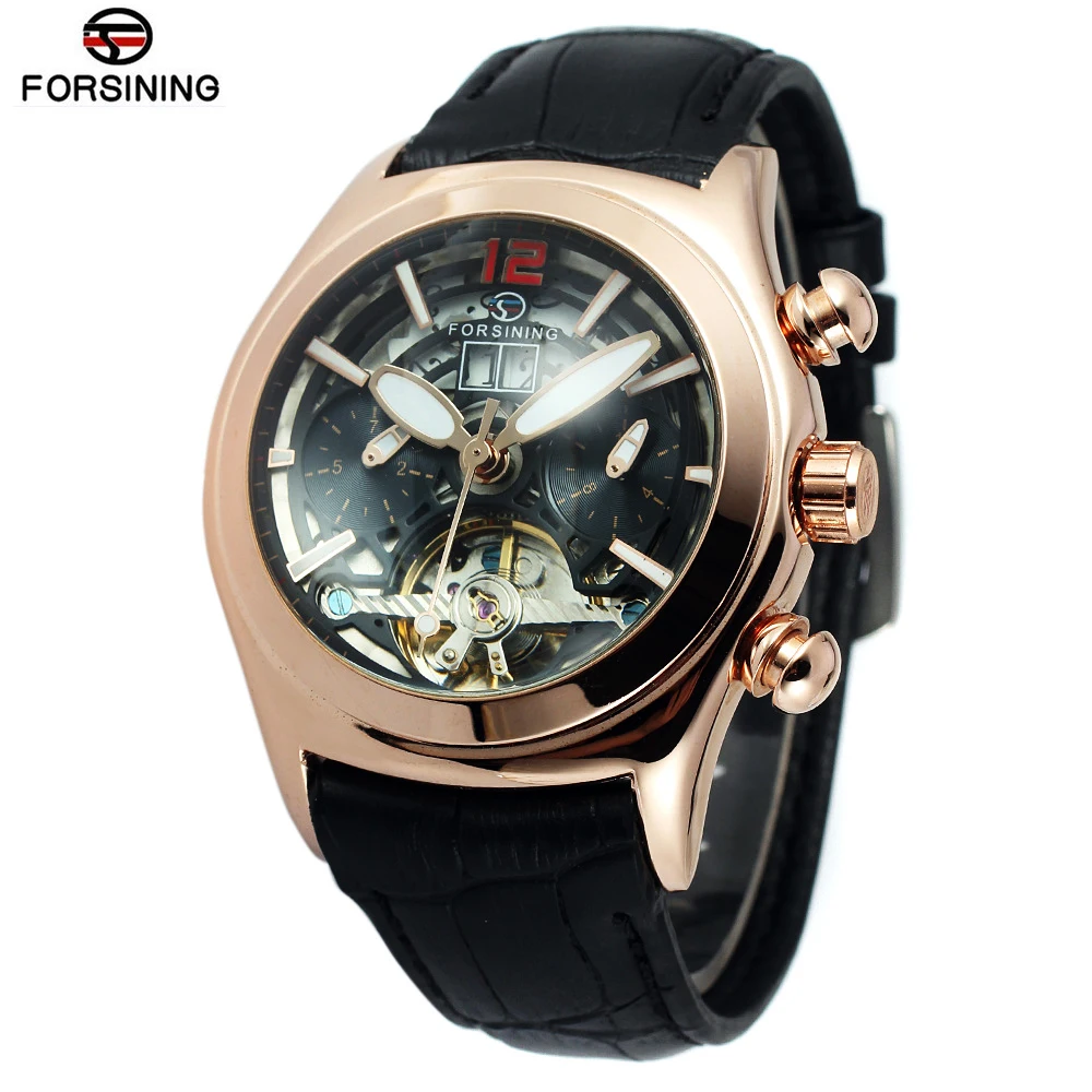 

FORSINING Famous Brand Luxury Limited Edition Rose Gold Hemisphere Skeleton Dial Tourbillon Automatic Mechanical Watches P#318