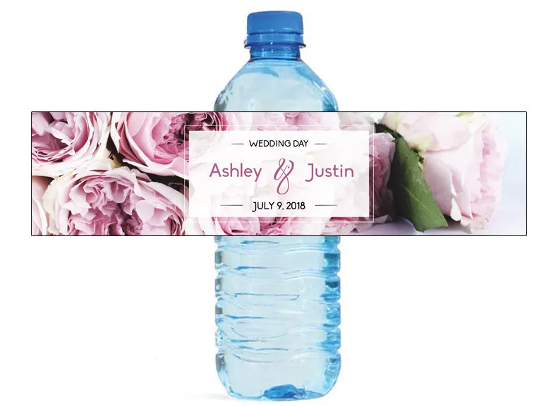 Personalised Purple Flower Party Favors Seal Gifts Tag Stickers Personalized Water Bottle Wine ...