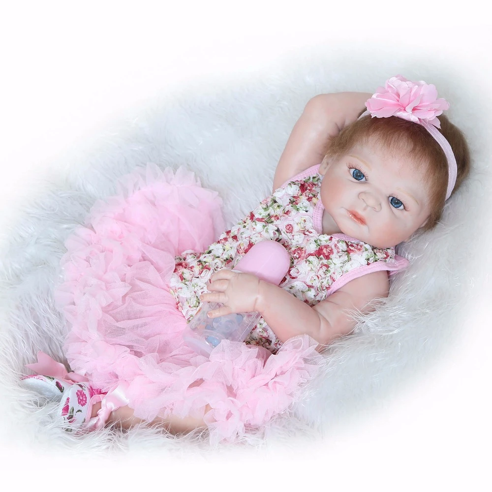 23 Full Silicone Reborn Dolls Lovely Girl Reborn Babies With Pink Dress Bebe Doll Reborn Com Corpo De Silicone Girls Toys Gift Reborn Baby Girl Rebornssilicone Reborn Dolls Aliexpress