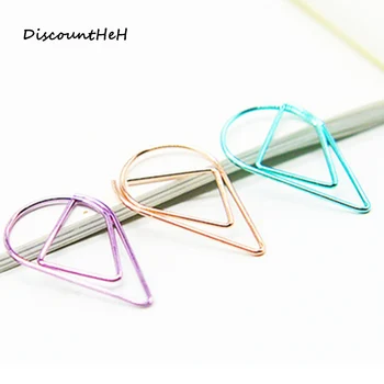 

10pcs Modeling Folders Water Drops Buckle Metal Colored Clip Bookmark Material Drop-shaped Bookmark Color Random