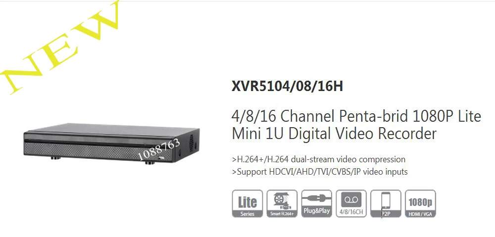 

In Stock DAHUA 4/8/16 Channel Penta-brid 1080P Lite Mini 1U Digital Video Recorder Without Logo XVR5104H/XVR5108H/XVR5116H