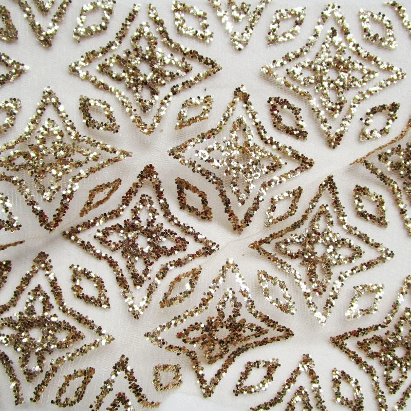 Fashion Four star Printe Glitter Mesh fabric Glue Sequins African
