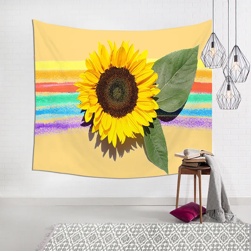 

Curtains Tapestry Partition Decoration 150x200cm Polyester One-side Sunflower Hanging Blanket Cloth Living Room