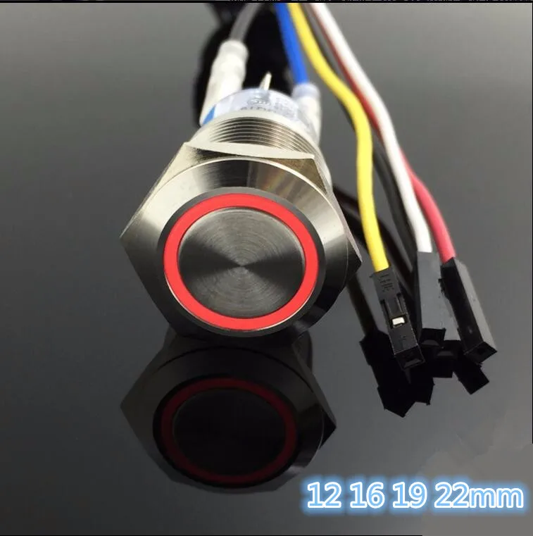 3 set high quality computer Metal LED Power Push Button Switch On-off 5V 12mm 16mm 19mm 22mm Waterproof with 50cm wire harness 10 pcs atx pc computer motherboard power cable switch on off reset button computer replacement f19886