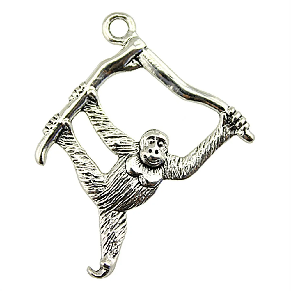 

5pcs Charm Orangutan Animal Orangutan Monkey Pendant Charms For Jewelry Making Antique Silver Monkey Charms 32x39mm