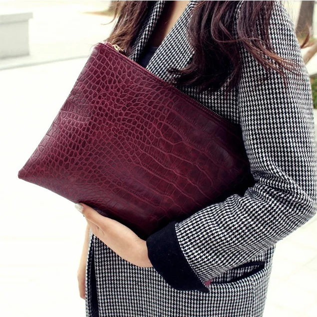  2019 New Fashion Crocodile Grain Women Envelope Clutch Bag Ladies Evening Party Large Clutches Hand - 32817694278