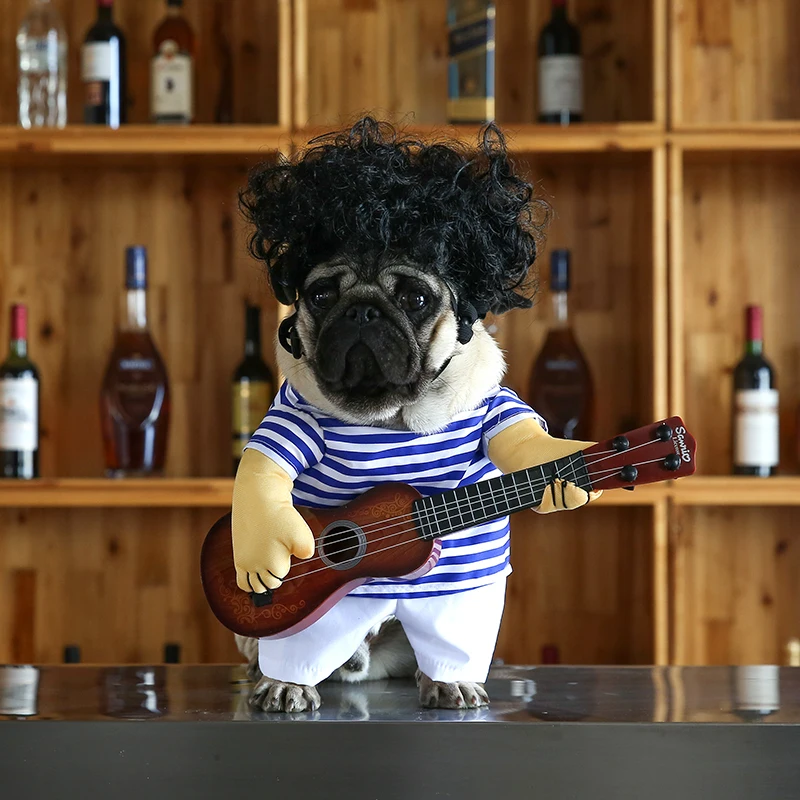 Baratos Ropa de guitarra para perros divertido disfraz de Navidad para perros pequeños medianos trajes para cachorros ropa para mascotas perro Pug Bulldog francés 33