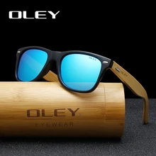 Oley óculos de sol unissex polarizado, óculos de sol clássico quadrado, de bambu, lentes polarizadas, moda retrô, logotipo personalizável yz2140
