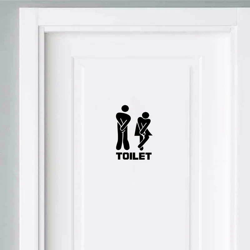 WC Toilet Entrance Sign Door Stickers For Public Place Home Decoration Creative Pattern Wall Decals Diy Funny Vinyl Mural Art