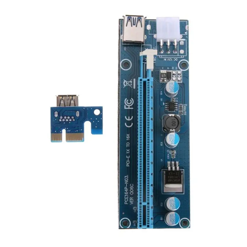 PCI-E 1x to 16x Mining Machine Extender Riser Adapter with 15Pin-6Pin Cable PC DIY Graphics card tool