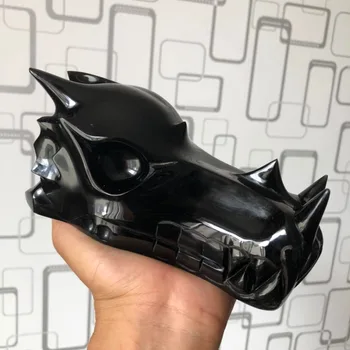 

5.9'' Large Natural black obsidian dragon head hand engraved big size obsidian crystal dragon skull head healing for decoration