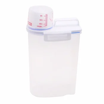 

Hot Sale Pet Food Container With Pour Spout And Measuring Cup Pet Dry Food Dispenser And Seal Buckles Goods For Dogs