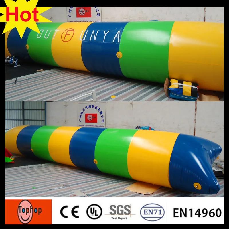 

9*2*1m 0.9mm PVC tarpaulin new water blobs jump in inflatable water games for adults green blue yellow color jump air bag