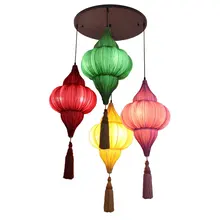 Китайский Стиль Спальня Ткань Открытый Подвесные Светильники традиционные Обеденная подвесной светильник Гостиная кулон Освещение светильники