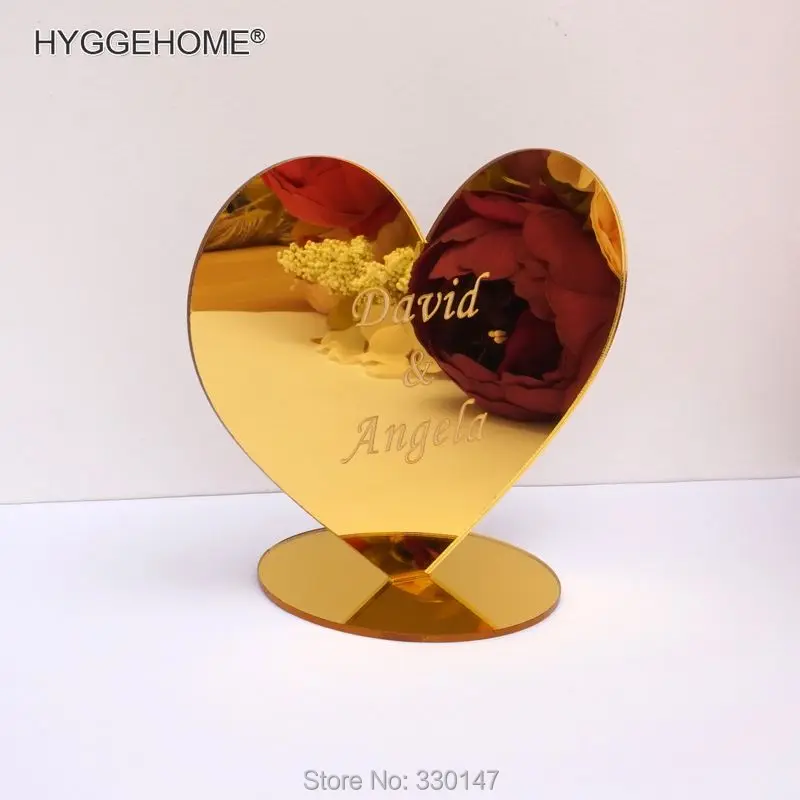  Custom Big Mirror Heart 35cm 30cm 25cm For Table 2mm TableShow Personalized Acrylic Wedding Party B