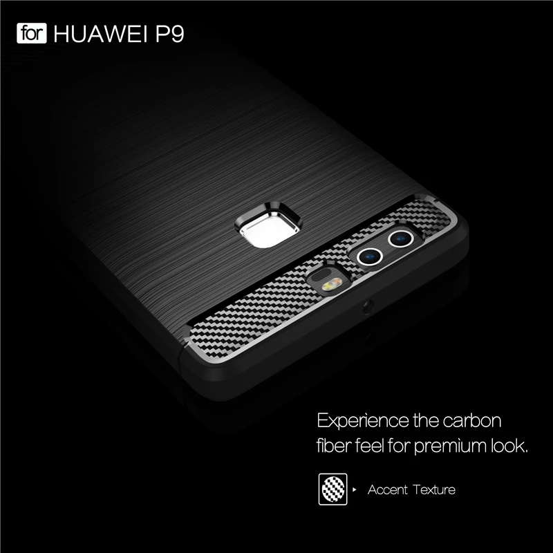 الفاخرة الناعمة ألياف الكربون للصدمات درع حالات لهواوي p9 حالة تغطية حالة سيليكون كوكه فوندا كابا لهواوي p9 حماية