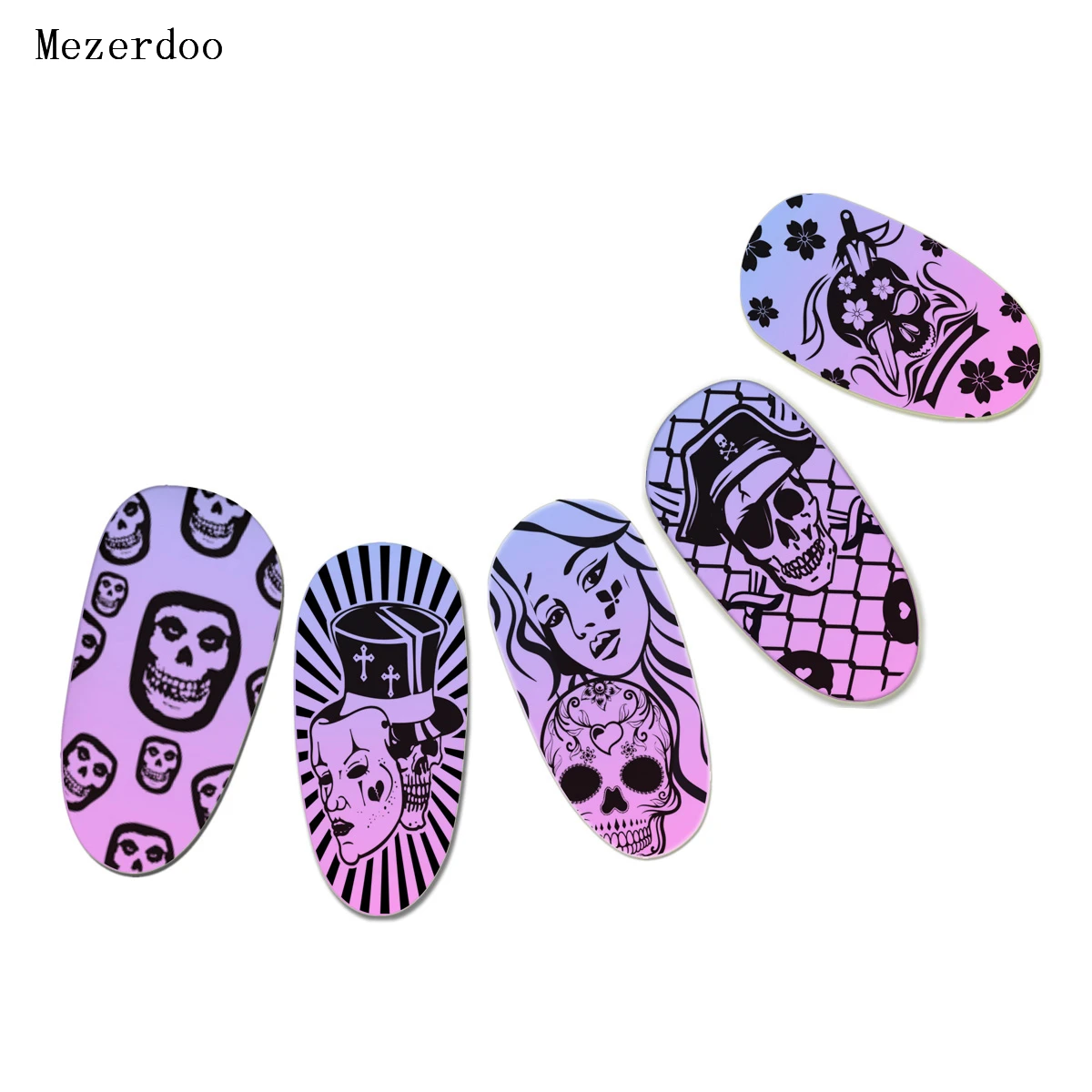 1Pc Halloween Series Celebration Nail Stamping Plate Cute Skull Pattern DIY Nail Art Image Stamp Stamper Manicure Template C17 4