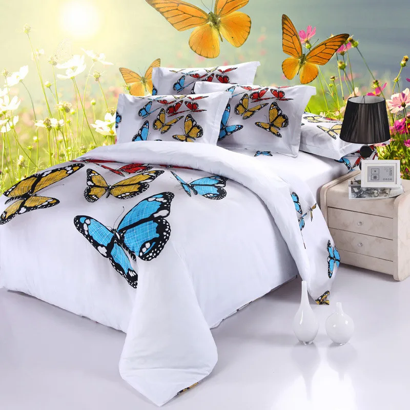 Buy New 3D Butterfly Bedding Set Colorful Duvet Cover