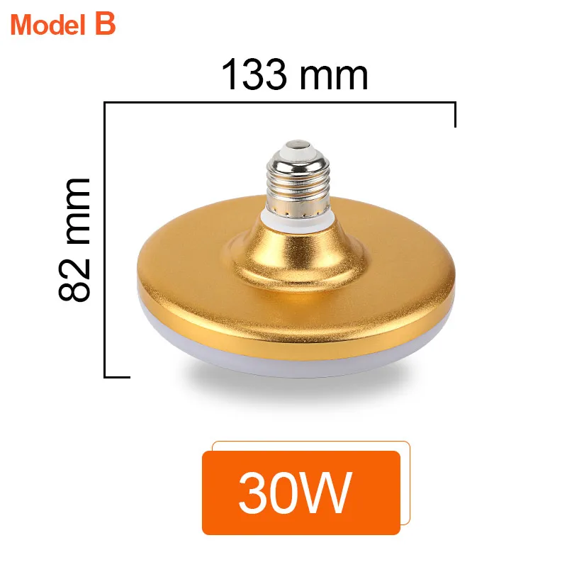 Без мерцания E27 Светодиодный светильник 20 Вт 30 Вт 40 Вт энергосберегающий 220 в 230 в 240 в НЛО светодиодный светильник 7 Вт 9 Вт 12 Вт 15 Вт лампада светодиодные лампы для дома - Emitting Color: Model B 30W