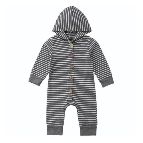 

Newborn Infant Baby Girl Boy Striped Long Sleeve Hoodies Bodysuit Playsuit Fall Winter Outfit