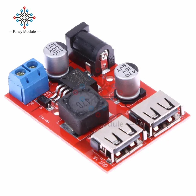 LM2596S Dual USB Port 9V/12V/24V/36V to 5V DC DC Step Down Buck Car