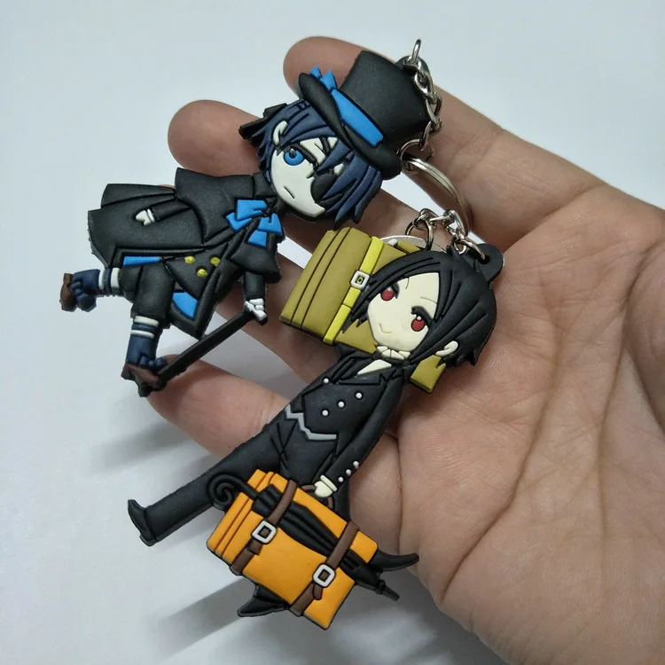 

Japanese Anime Periphery Black Butler Keychains Charles Sebastian Double sided Soft Key Ring Black Butler