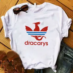 Модные Dracarys женские ТВ шоу мультфильм летние печатные футболки для женщин s графическая футболка Femme Топ Футболка женская одежда футболка