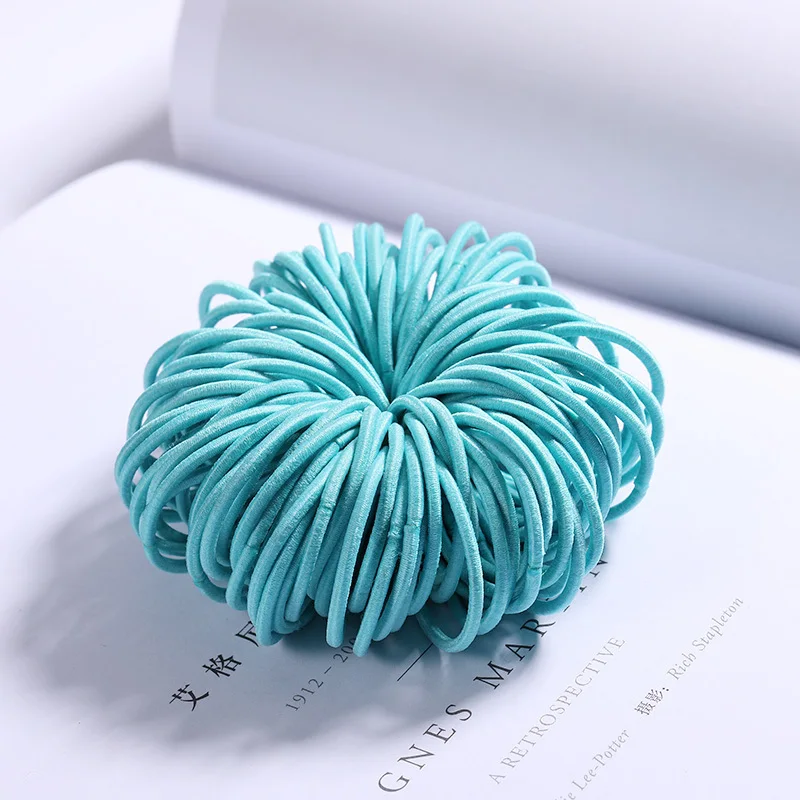 Небесно-голубой New 100PCS/Lot Girls Candy Colors Nylon 3CM Rubber Bands Children Safe Elastic Hair Bands Ponytail Holder Kids Hair Accessories - Цвет: Небесно-голубой